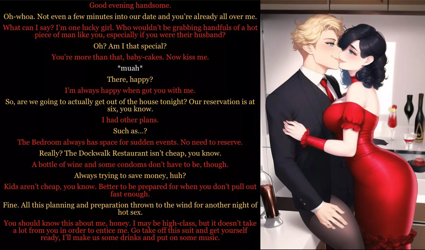 Date night turns into yet another love-making night [wholesome] [romantic/lusty] [wife x husband] [loving] [lovey couple banter] [implied love-making] posted by Sir-M-Oxlong
