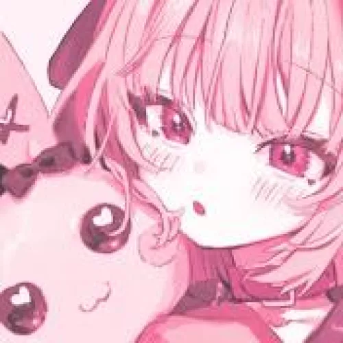 LF Color Source: Choker, pink hair, rabbit, bunny, stuffed animal, blushing, beauty marks, unusual pupils, heart shaped pupils, pink eyes, dog ears by hhpog