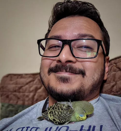 The little guy fell asleep snuggling the scruff. by FrozenBr33ze