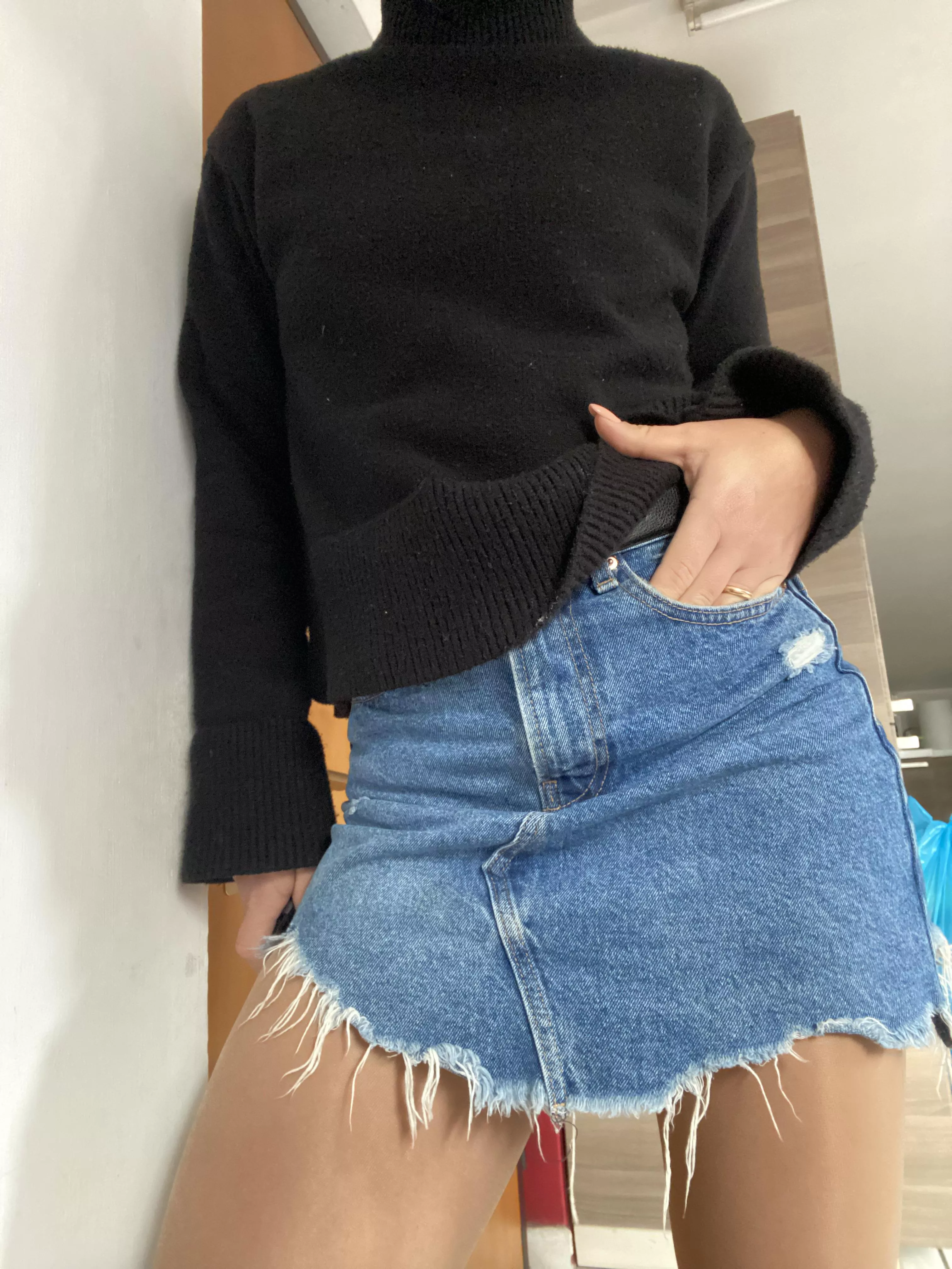 Tights and denim skirt posted by NatyBond_OF