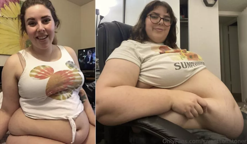 Ugh I love how fat I’ve gotten. Can’t wait too see how much more I can push myself to get even bigger :,)  by sweet-soft-stoner