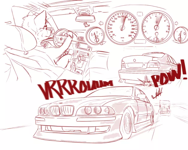 driving in my bmw (sketch) art by me by Loud-Essay8901