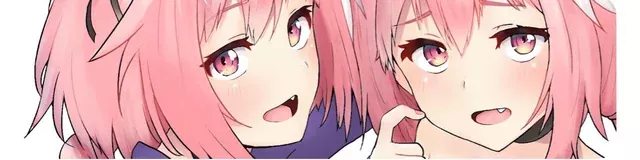 LF Color Source: Astolfo (Fate Grand Order), finger on cheek, fang, scratching cheek, pink hair, clones, twins, choker, collar, blushing posted by hhpog