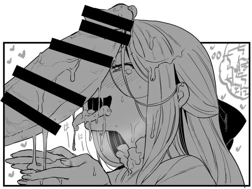 LF Mono Source: 1boy, 1girl, after ejaculation, after fellatio, black ribbon, censored, cum, cum in mouth, bear censor, foreign text, foreign sfx, open mouth, tongeu out, penis, long hair, tears, own hands together, heart, posted by weebletcomrade