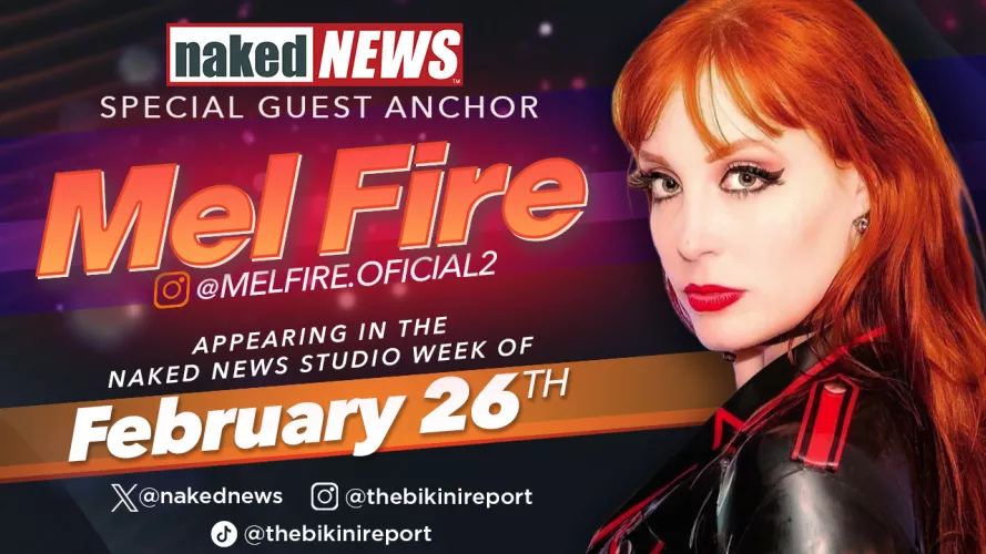 Mel Fire is Appearing in our Naked News Studios Next Week! She's a hot Domme, and you can see her on our show starting Monday!  by NakedNewsSocialMedia