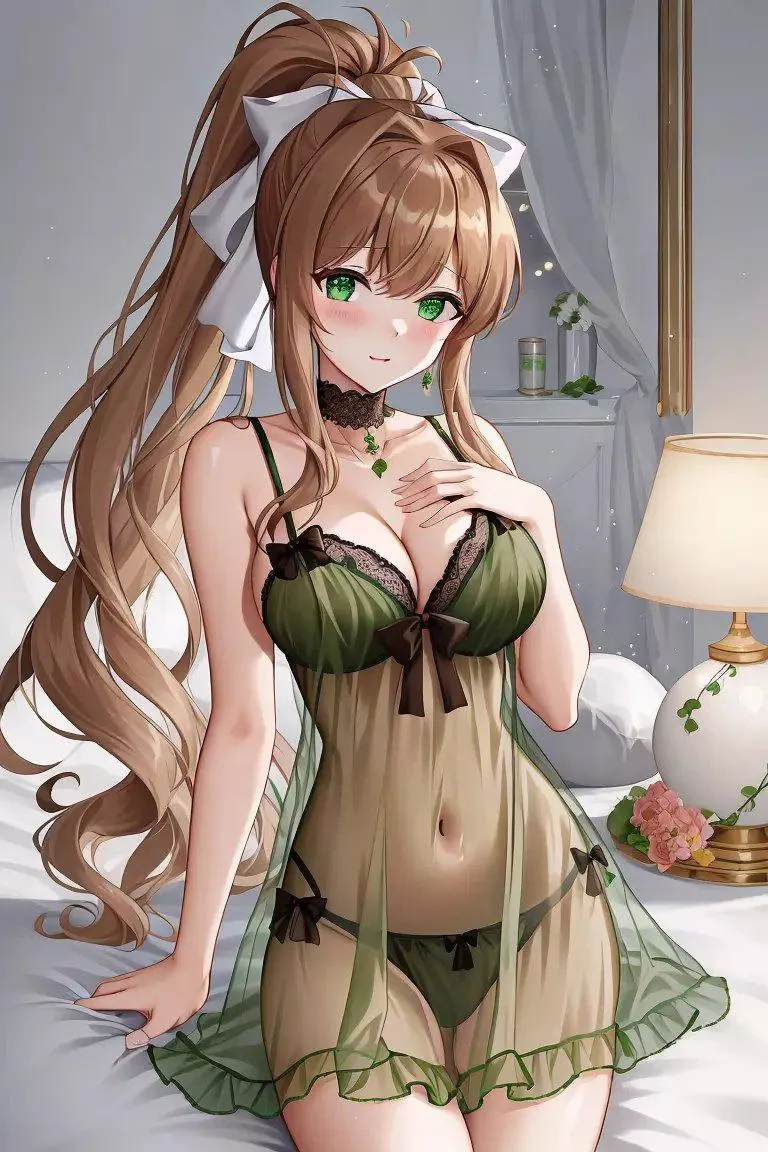 Monika showing his goods (AI Image) By Cayaco99 on Twitter posted by AldoBarreraSolis