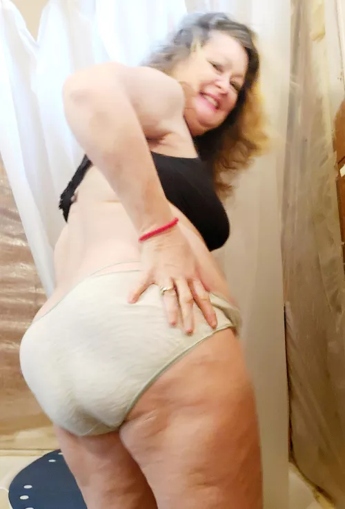 My butt looks nice, round and sexy today by blondiedi1223