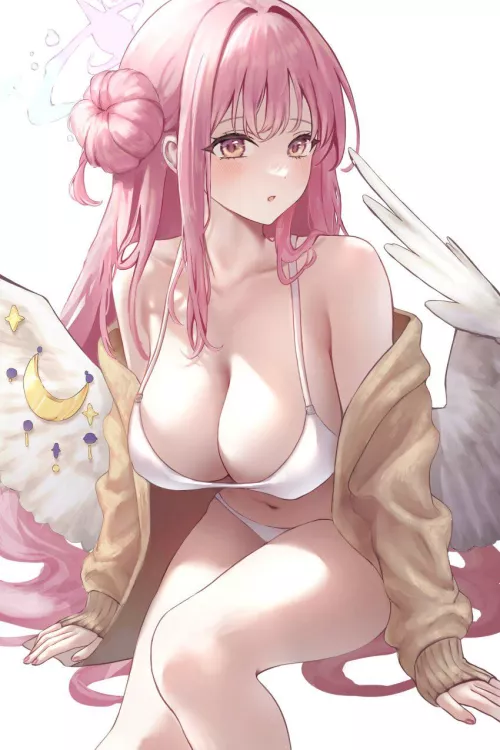 Sexy and cute angel girl waifu by reversedturnover