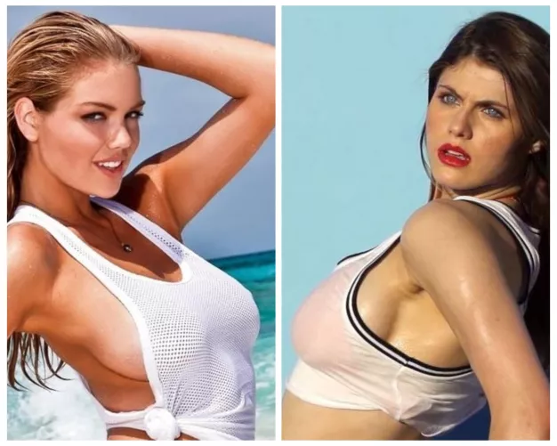 Side boob battle: Kate Upton vs Alexandra Daddario by benjojojojo