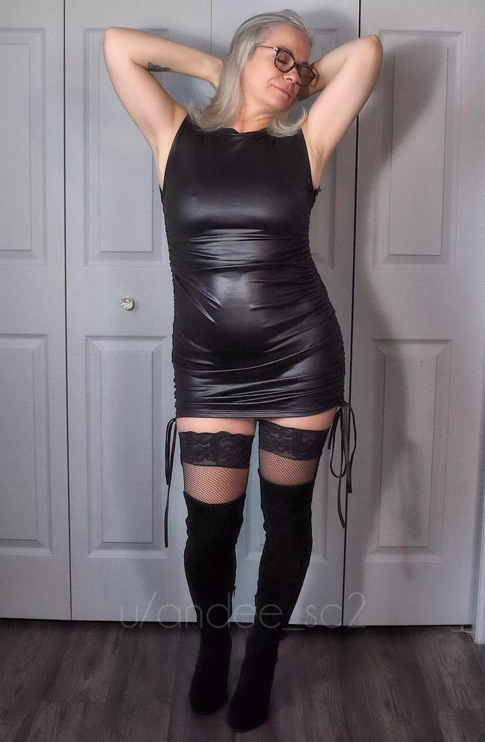Feeling fun and flirty in my leather dress posted by Andee_SC2