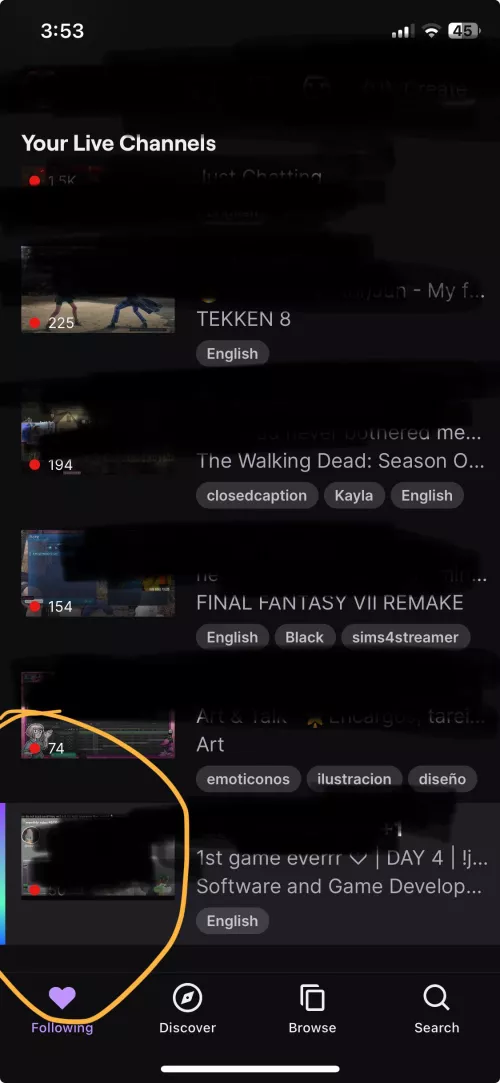 Glowing tab in my following list by Alive-Secret4041