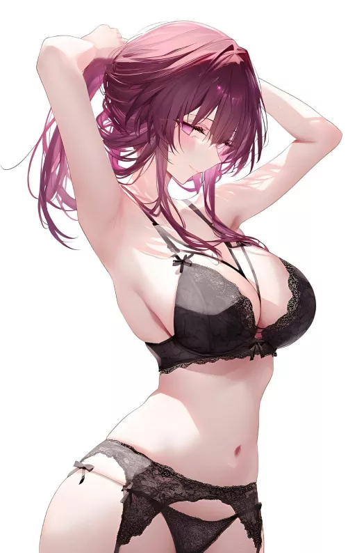 Kafka in black lingerie by oppai717