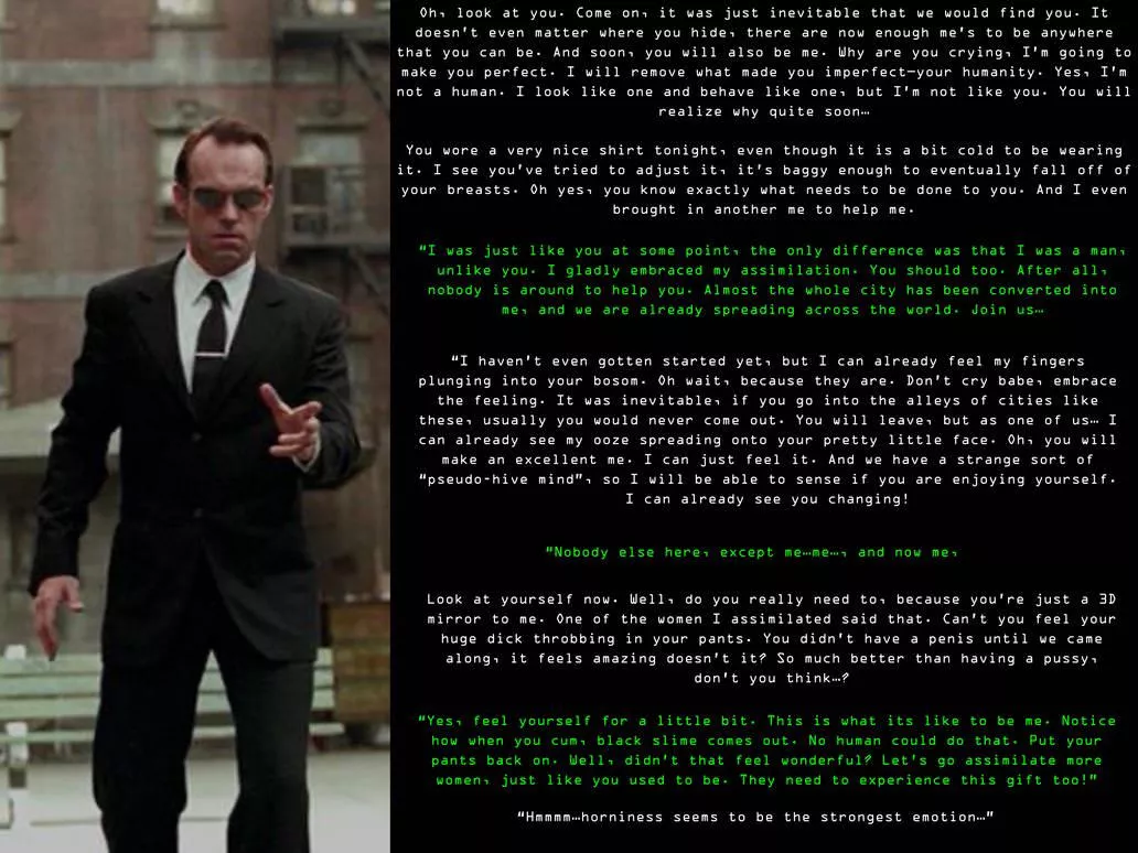 The Collective Grows Hornier (Agent Smith FTM mass twinning) by me…me…me posted by taylor_or_sophie