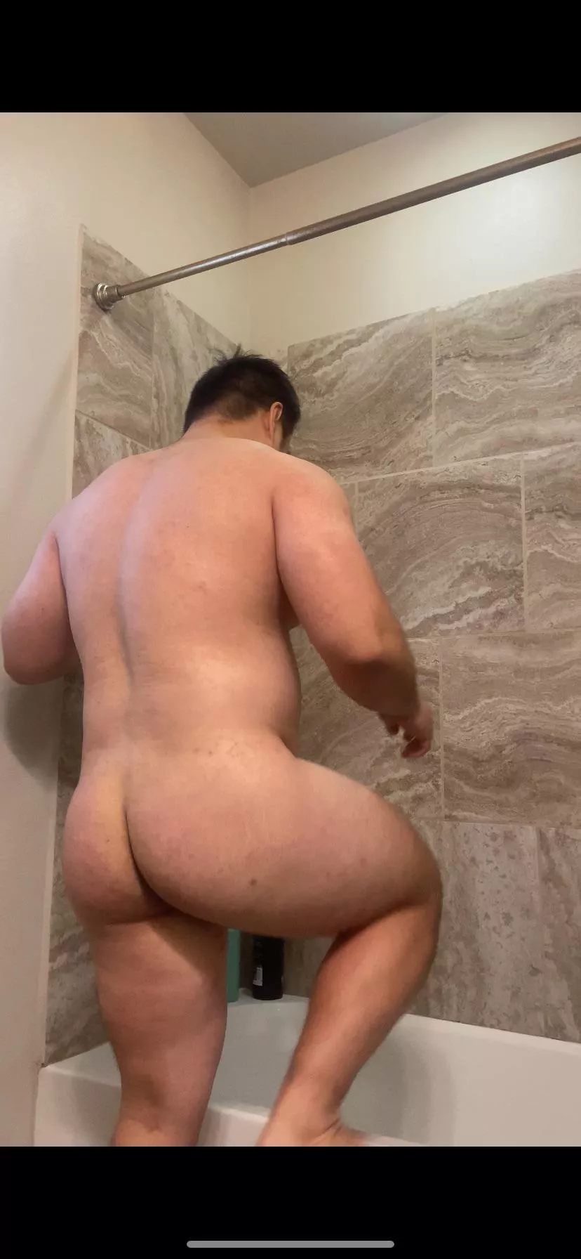Big beefy boy hopping into the shower after long sweaty workout  posted by Dangerous-Mud-3818