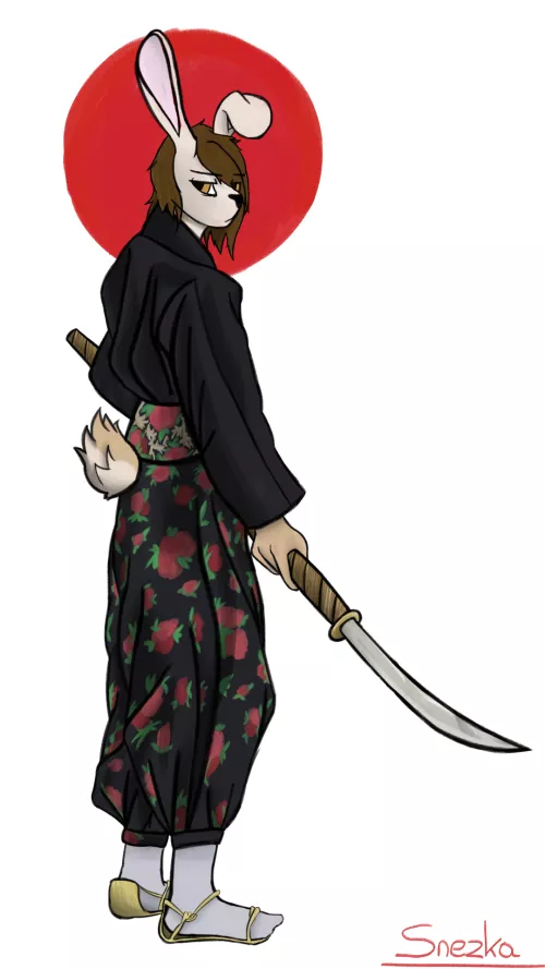 Drew my OC as a tired, down-on-his-luck Ronin samurai! by SnezkaArt