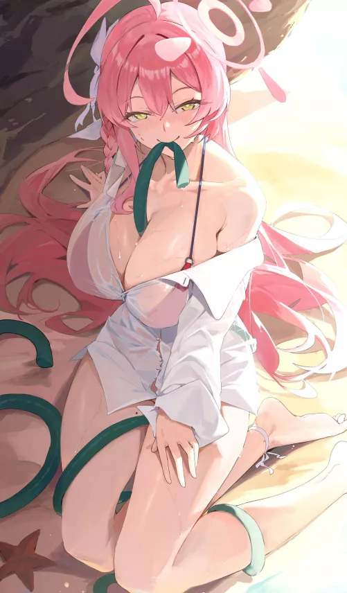 Showing Off Her Cleavage in Bed (lemoneco37) by Monkey_D_Luffy3D2Y