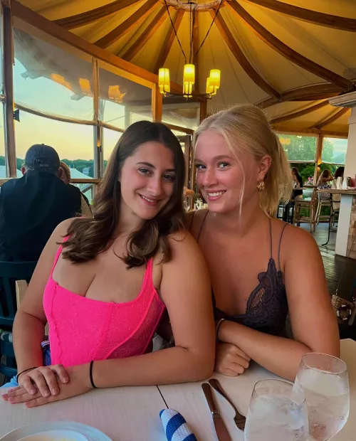 busty brunette and small blonde by insecure_walrus