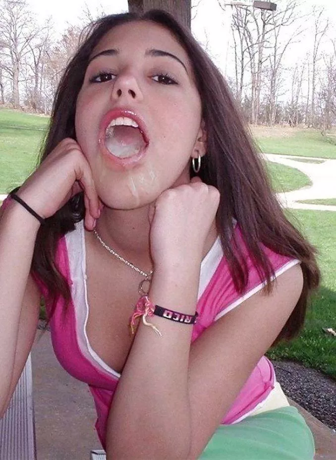 Showing off the load she just took in her mouth posted by Chuck4652