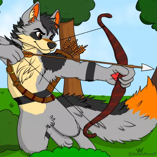 Darack is practicing his shooting skills by KatFurry4