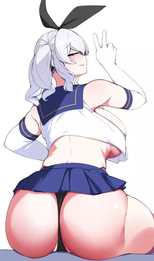 Kashima in Shimakaze cosplay's fat butt by llamanatee