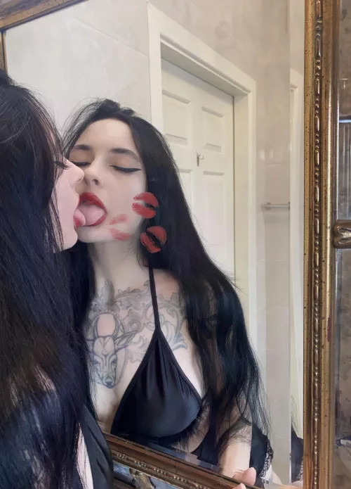 goth sluts just love to get their tits out by trioen