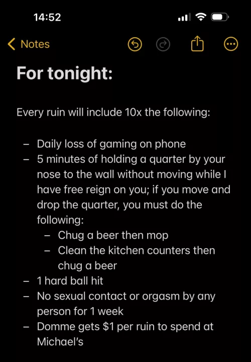 I came without permission. My wife has denied me all week and edged me multiple times. This is my punishment for tonight by ralco27