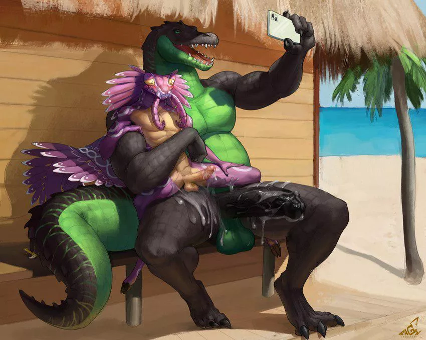 Selfie on the beach (art by tagonkrat) posted by courier5995