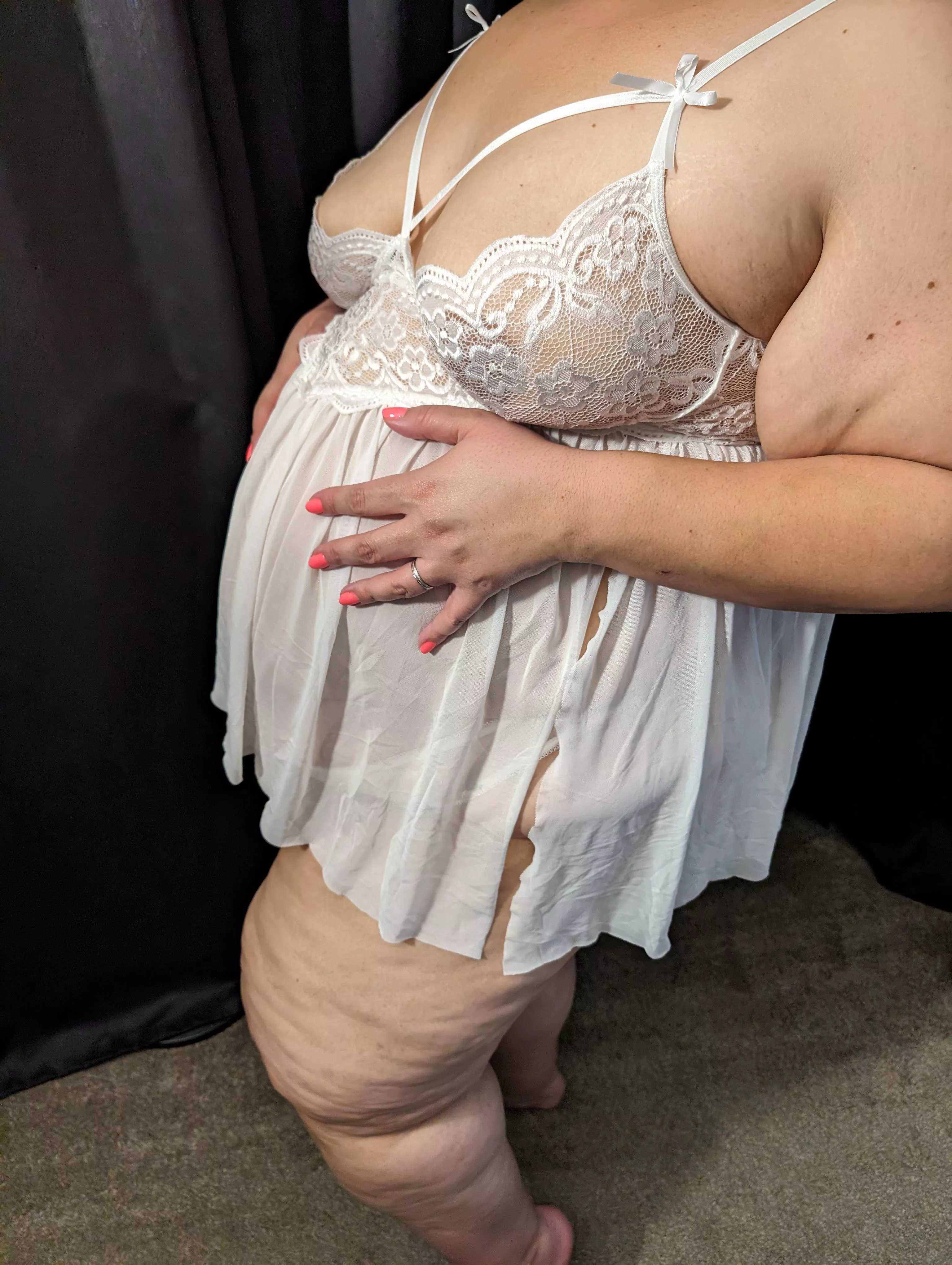 Ate so much before taking this picture, I look pregnant from the bloat! posted by SwitchNGiggles