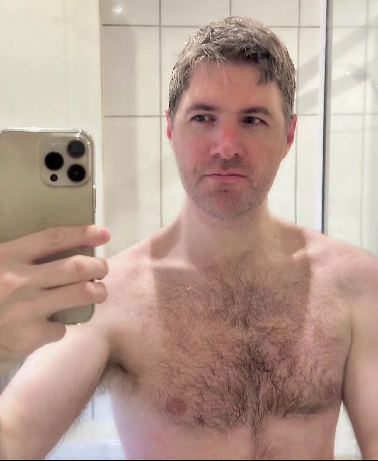 Bathroom selfie post showering posted by No_Contribution1489