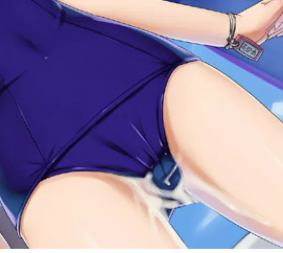 lf color source: 1girl, blue one-piece swimsuit, necklace, japanese text by Responsible_Pay_1710