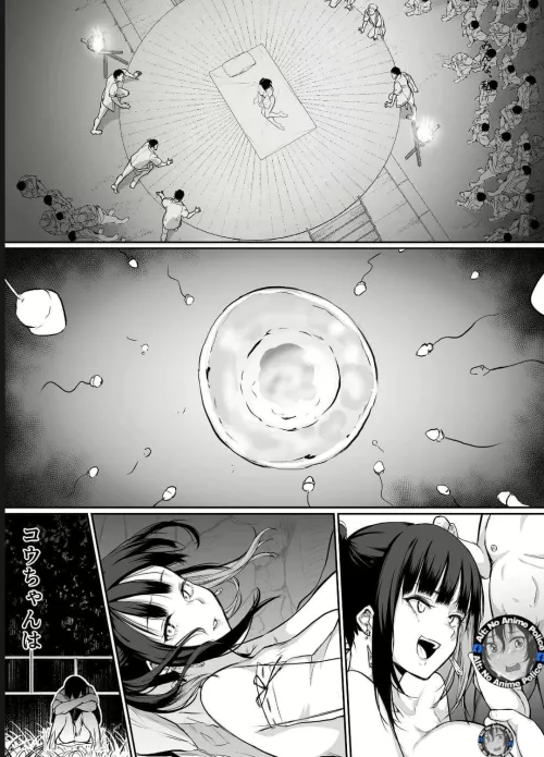 LF Mono Source: 1girl, smile, earrings, sperm, impregnation, fertilization, group, sat, multiple males, open mouth, side fringe, Alt: No Anime Police, Facebook, Japanese Text, grass, bottom naked, laying down, center bed, bonfire, wooden stairs, ceremony by Ramzhy