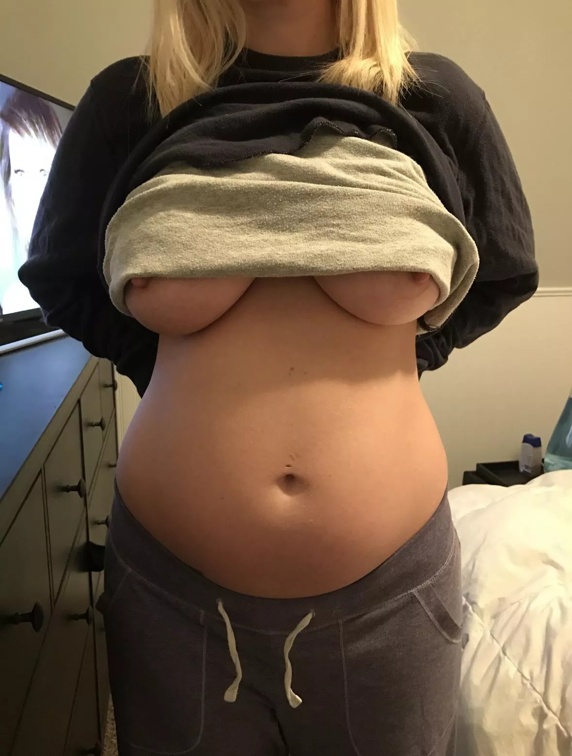 My sexy preggo wife early on with our last kid posted by muscletrk