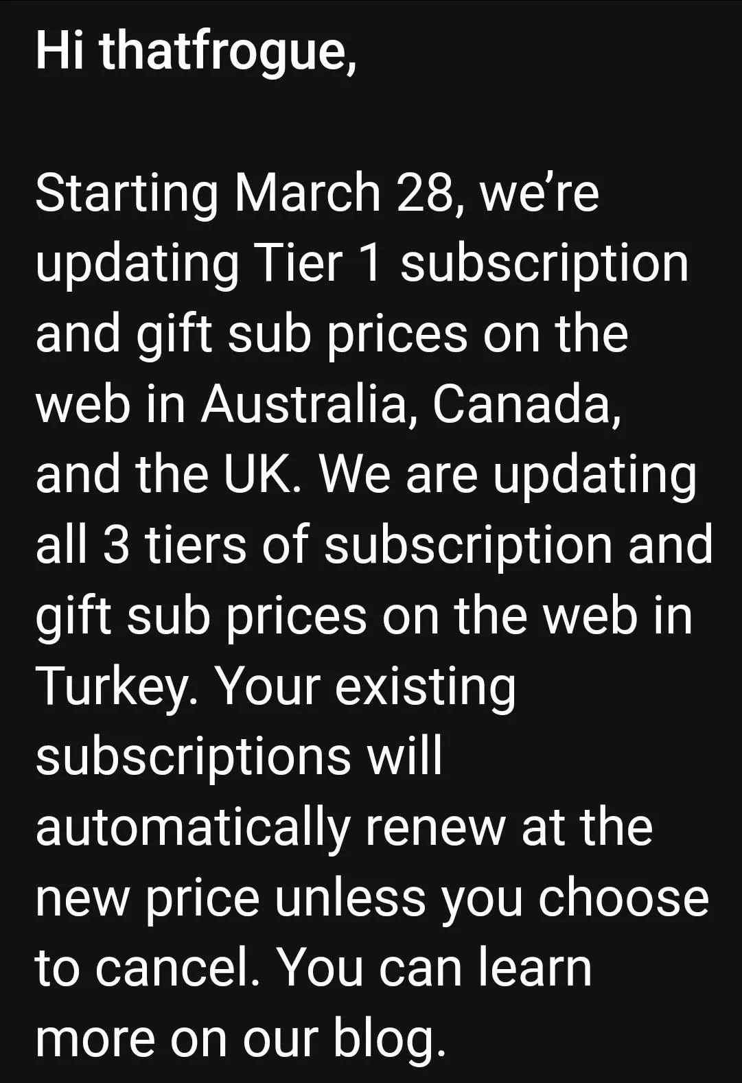 Twitch is upping the price of tier 1 subs :/ really hope they turn back on this posted by spellhelper