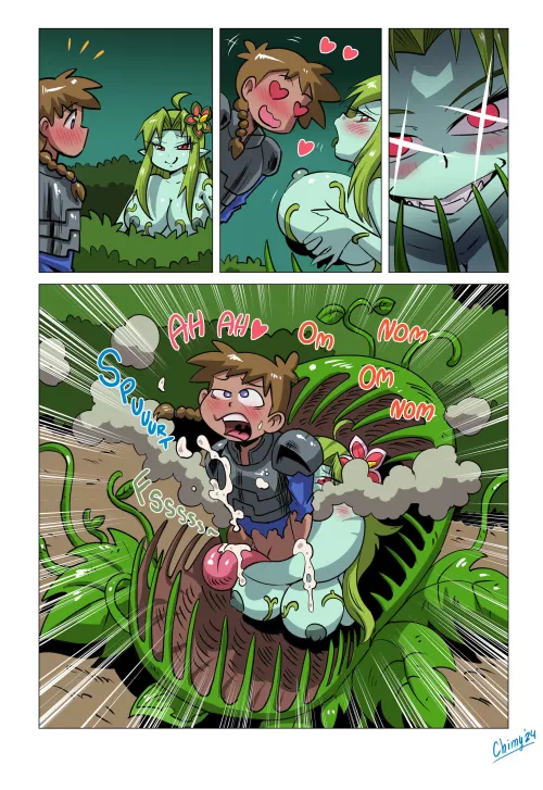 Alraune catching unprevented warrior (comic FC) by ChimyArt