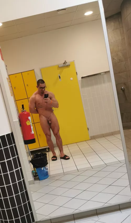 At my favorite sauna. Would you stare? 🖤 by AustrianOakNSFW