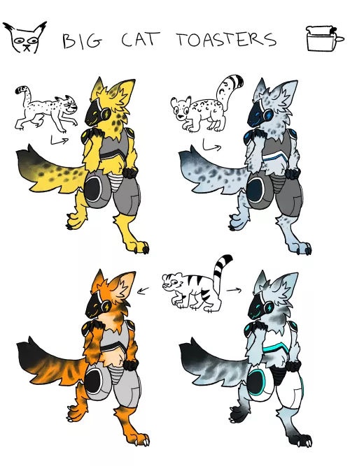 BIG CAT TOASTERSSS (art by me) by spindle-shank