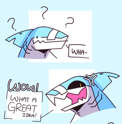 goofy shark having more than one emotion by skykdotidot