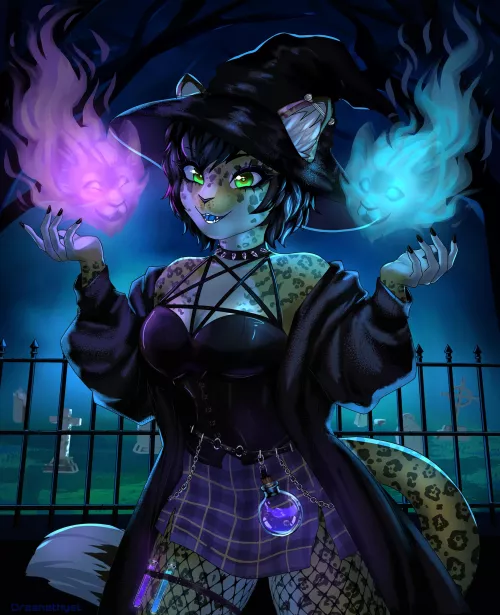 Goth witch commission! 💜 [art by me] by draenethyst