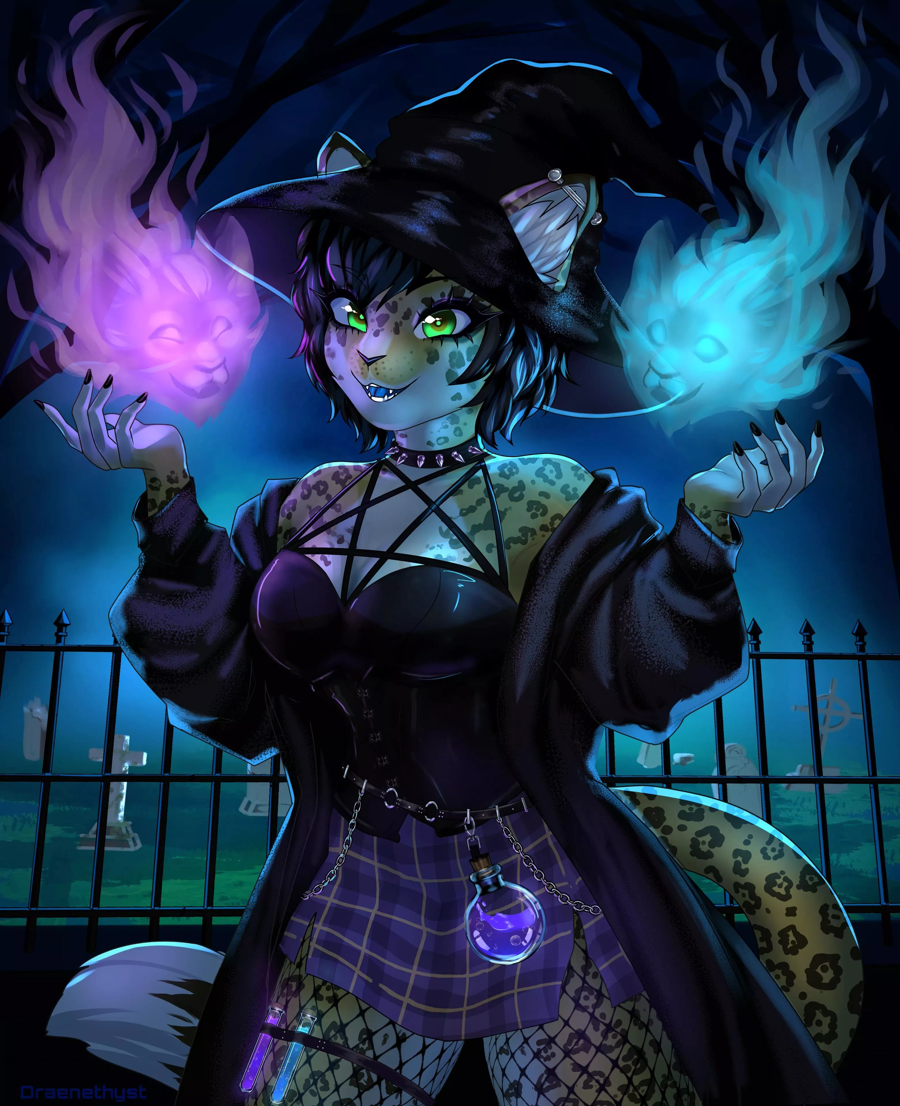 Goth witch commission! 💜 [art by me] posted by draenethyst