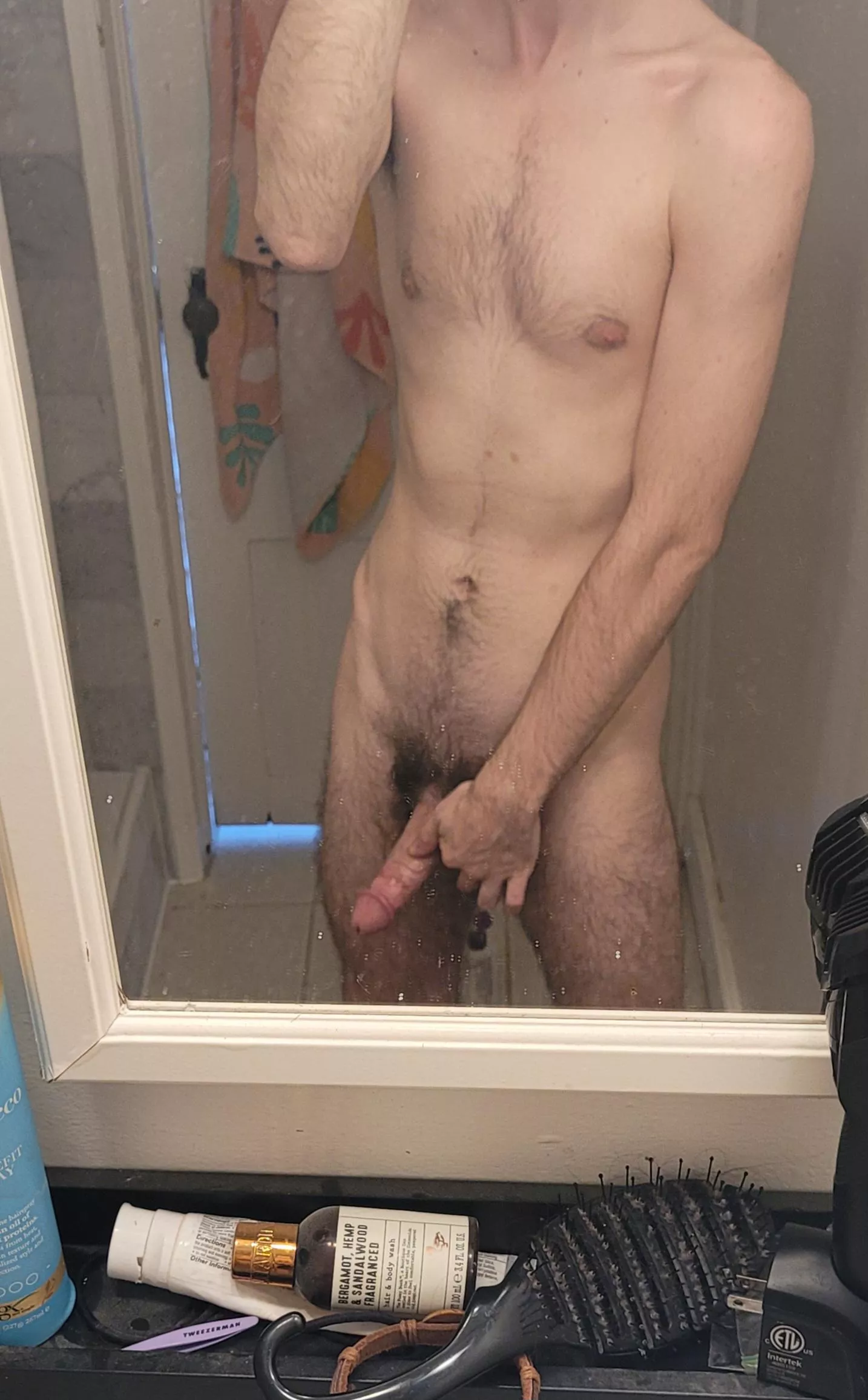 in the mirror admiring my body hair posted by sexgodloki