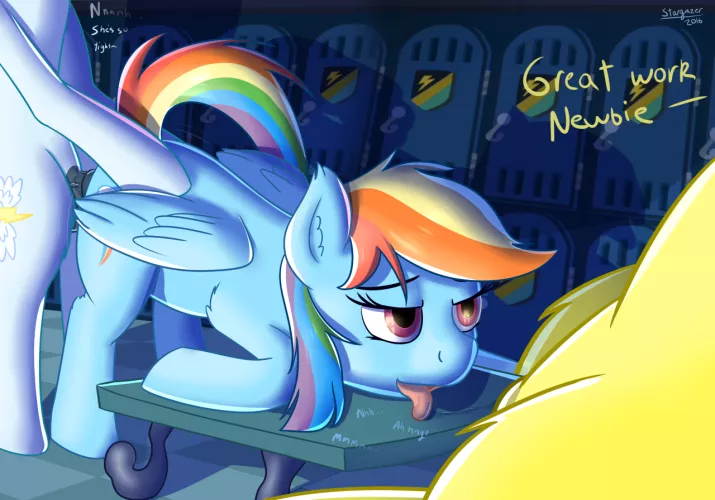 Rainbow Dash getting initiated into the Wonderbolts (Stargazer) by myfriendscantknow
