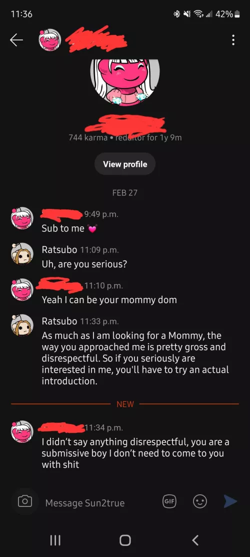 Remember enbies, boys & girls; being sub doesn't mean we deserve any less respect. by Ratsubo