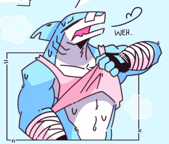 Shark with fingerless gloves, he name Ax by skykdotidot
