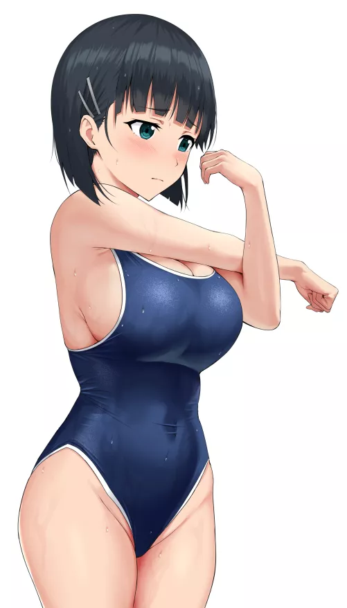 Suguha Stretching In Her Swimsuit  by Csxc