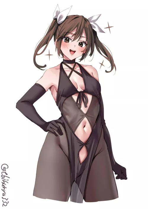 Tone in a rather revealing dress + bodystocking (Ebifurya) [KanColle] by llamanatee