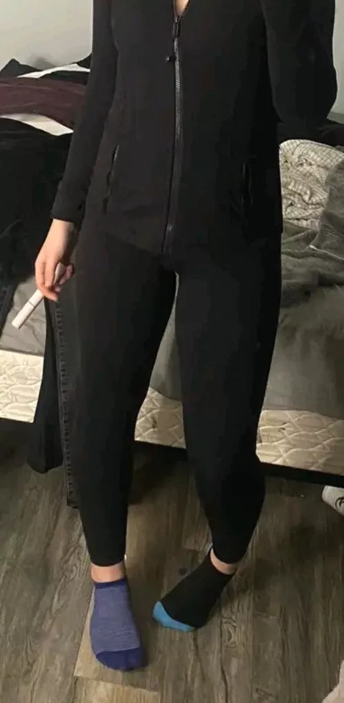 Black leggings and juicy teen thighs by Ancient-Stress-7049