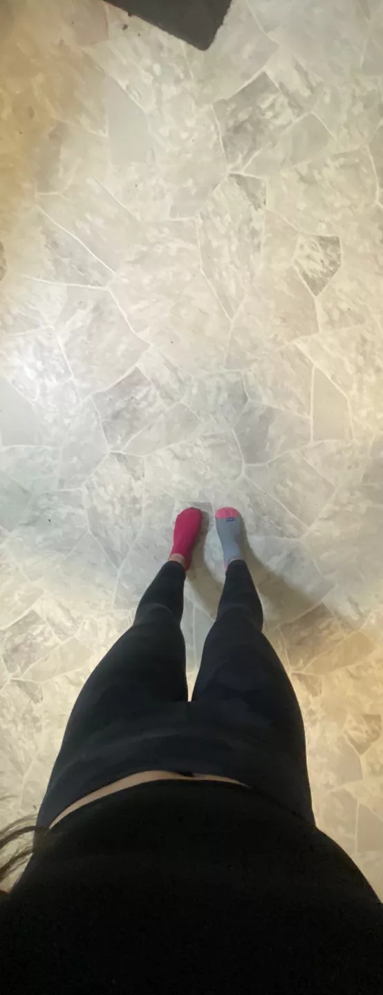 Camo leggings with miss Matched socks posted by Ancient-Stress-7049