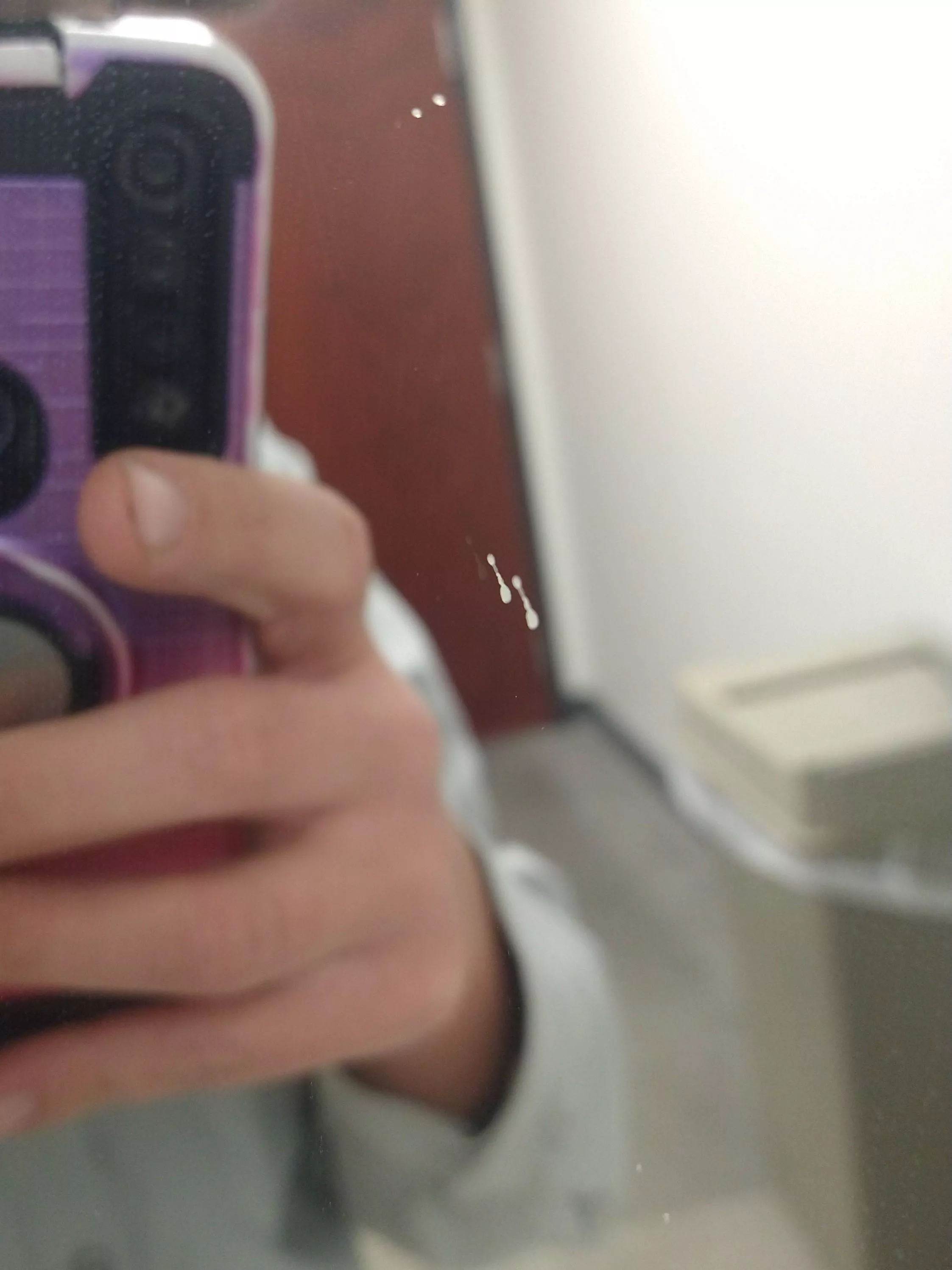 Had squeezed a sore spot on my chin a couple times to no avail, so I wasn't thinking to record it, but it had quite the trajectory and spread (there's the obvious pus dot at the top of the picture and also two harder-to-see ones at the bottom). Immense posted by lizardingloudly