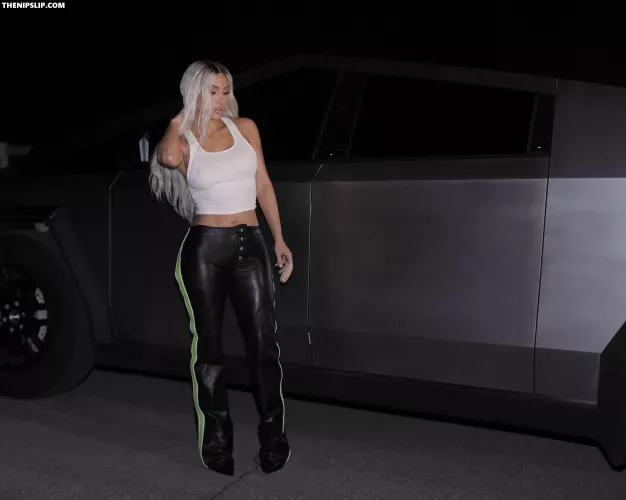 Kim Kardashian in Leather Pants and a Tank Top! by RightSideUpTurtle
