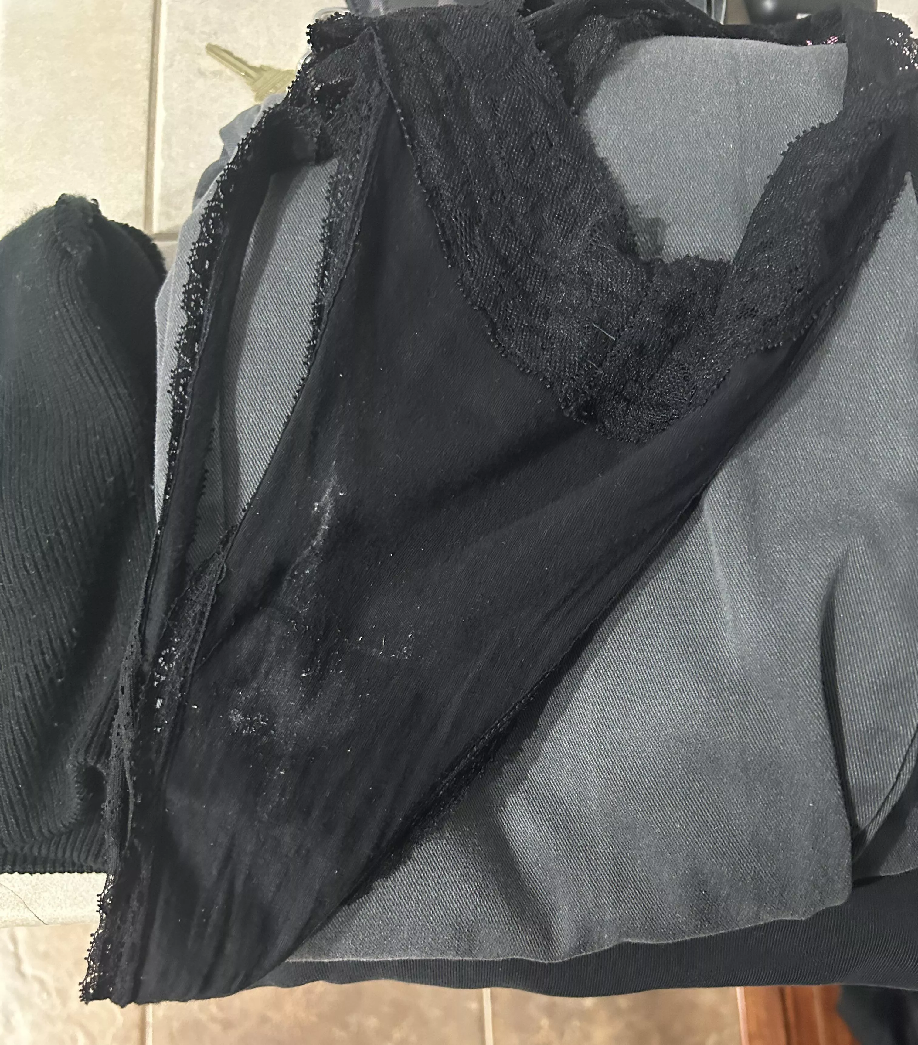 Left my dirty panties on daddy’s work clothes to take with him. posted by ThaThickWife
